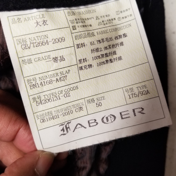 Faboer Womens Sz. 50 Peacoat US Sz. M Black Wool - Picture 9 of 16